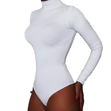 Ladies womens Turtle Polo Neck Sheer Mesh Long Sleeve Leotard Bodysuit 8-24